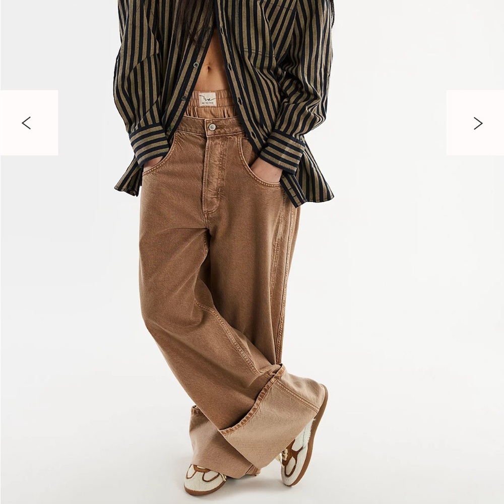 Free People Brown Wide-Leg Jeans